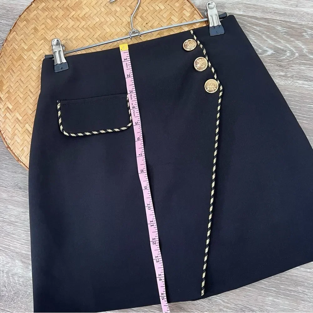 J.ing asymmetrical button front faux wrap mini skirt‎